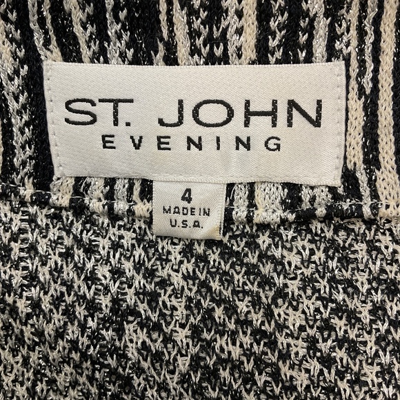 ST. JOHN EVENING FALL 2007 BLACK / SILVER METALLIC KNIT EVENING JACKET - Picture 4 of 8